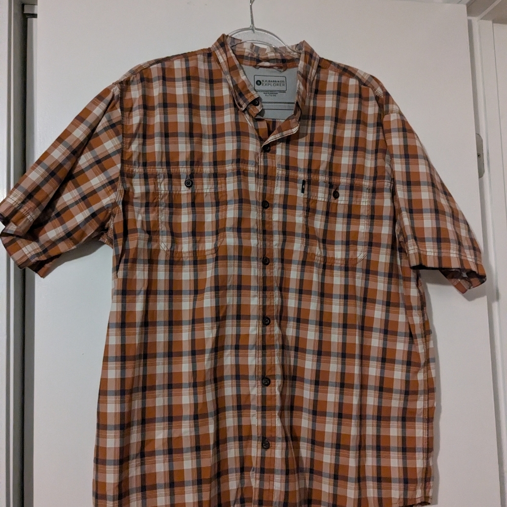 G.H. bass & co explorer Orange plaid button down